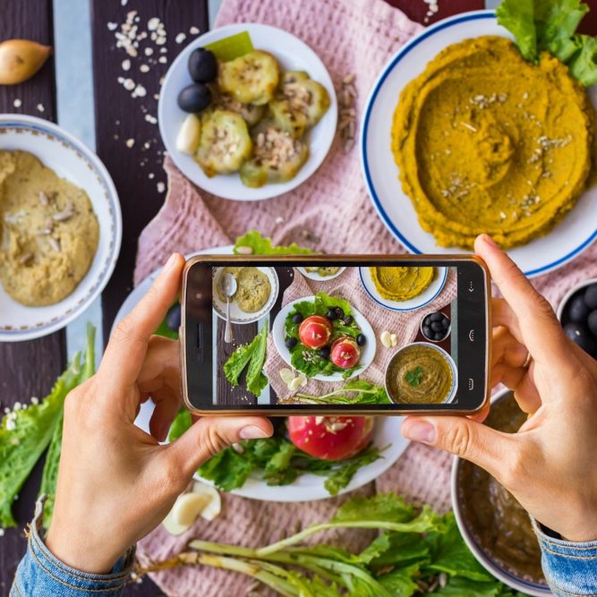 Woman,Hands,Take,Smartphone,Photo,Of,Food.,Phone,Photography,Of